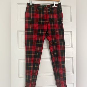 100% Wool Red Plaid Pants